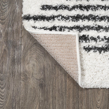Elm Diamond Stripe Geometric Shag Area Rug